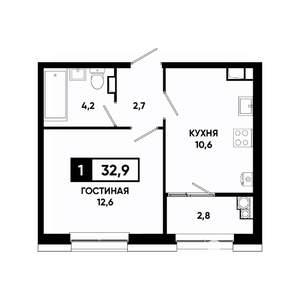 1-к квартира, вторичка, 33м2, 6/20 этаж