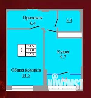 1-к квартира, вторичка, 36м2, 5/9 этаж