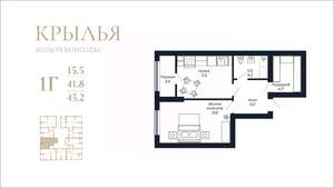 1-к квартира, вторичка, 45м2, 2/18 этаж