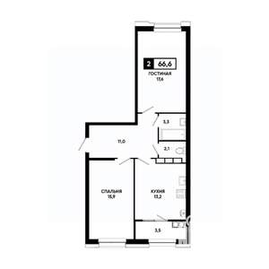 2-к квартира, вторичка, 67м2, 17/20 этаж
