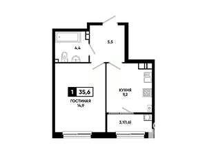 1-к квартира, вторичка, 36м2, 9/24 этаж