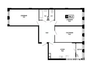3-к квартира, вторичка, 86м2, 14/14 этаж