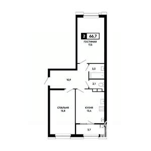 2-к квартира, вторичка, 67м2, 4/20 этаж