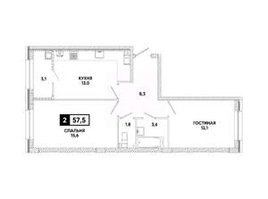 2-к квартира, вторичка, 58м2, 10/12 этаж