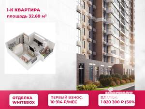 1-к квартира, вторичка, 33м2, 21/21 этаж