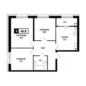 3-к квартира, вторичка, 67м2, 2/16 этаж