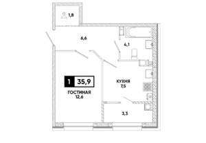 1-к квартира, вторичка, 36м2, 11/12 этаж
