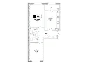 2-к квартира, вторичка, 66м2, 9/12 этаж