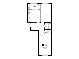 2-к квартира, вторичка, 61м2, 4/24 этаж