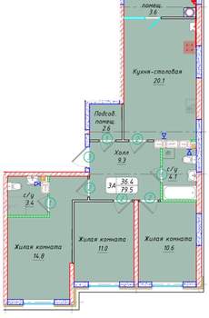 Студия квартира, вторичка, 80м2, 12/21 этаж