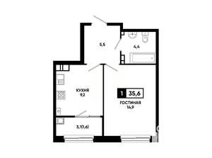 1-к квартира, вторичка, 36м2, 8/24 этаж