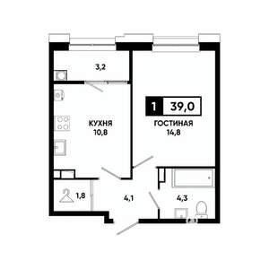 1-к квартира, вторичка, 39м2, 8/20 этаж