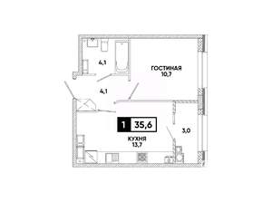 1-к квартира, вторичка, 36м2, 14/16 этаж