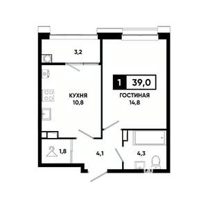 1-к квартира, вторичка, 39м2, 6/20 этаж