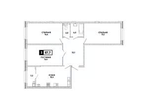 3-к квартира, вторичка, 88м2, 13/16 этаж