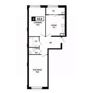 2-к квартира, строящийся дом, 63м2, 5/19 этаж