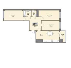 3-к квартира, вторичка, 99м2, 11/12 этаж