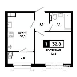 1-к квартира, вторичка, 33м2, 3/21 этаж