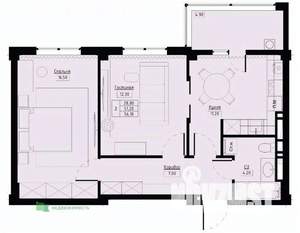 2-к квартира, вторичка, 56м2, 1/9 этаж