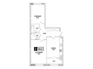 2-к квартира, вторичка, 66м2, 2/8 этаж
