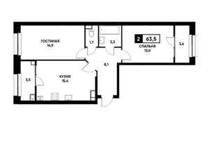 2-к квартира, вторичка, 64м2, 11/22 этаж