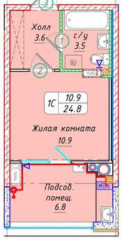 Студия квартира, вторичка, 25м2, 22/21 этаж