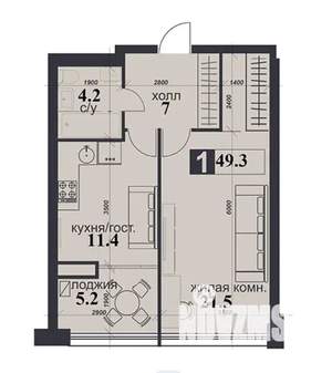 1-к квартира, вторичка, 49м2, 8/12 этаж