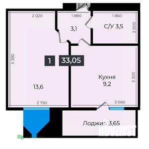 1-к квартира, вторичка, 33м2, 10/17 этаж