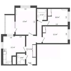 3-к квартира, вторичка, 78м2, 4/13 этаж