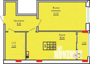1-к квартира, строящийся дом, 55м2, 1/10 этаж