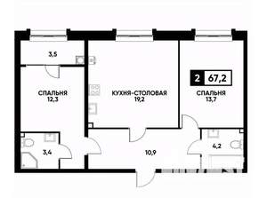 1-к квартира, вторичка, 67м2, 2/16 этаж