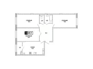 3-к квартира, вторичка, 88м2, 13/16 этаж