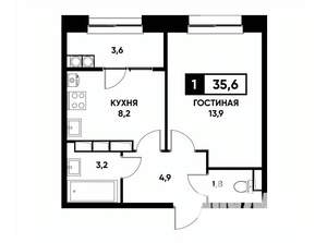 1-к квартира, вторичка, 36м2, 22/22 этаж