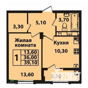 1-к квартира, вторичка, 39м2, 6/8 этаж