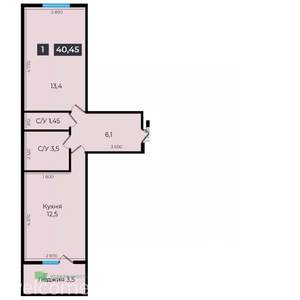 1-к квартира, вторичка, 40м2, 13/17 этаж