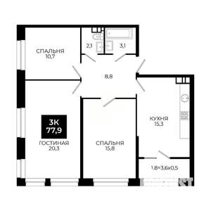3-к квартира, вторичка, 78м2, 11/24 этаж