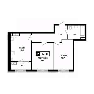 2-к квартира, вторичка, 60м2, 18/18 этаж