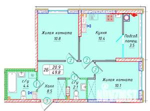 2-к квартира, вторичка, 50м2, 18/22 этаж