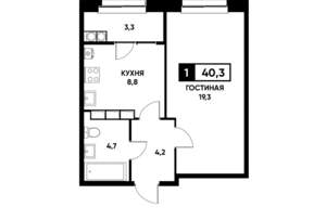 1-к квартира, вторичка, 40м2, 15/22 этаж