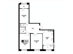 3-к квартира, вторичка, 89м2, 22/22 этаж