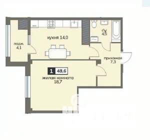 1-к квартира, вторичка, 49м2, 10/12 этаж