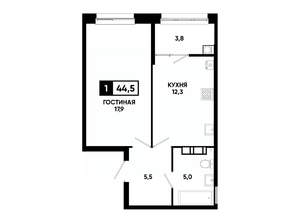 1-к квартира, вторичка, 45м2, 10/24 этаж