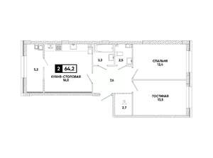1-к квартира, вторичка, 64м2, 5/12 этаж