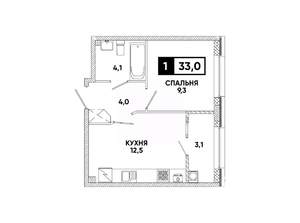 1-к квартира, вторичка, 33м2, 2/8 этаж