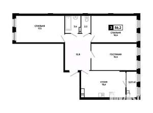 3-к квартира, вторичка, 86м2, 13/14 этаж
