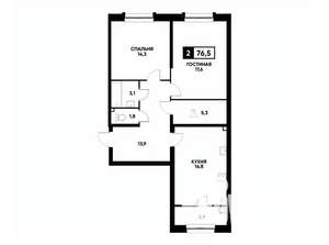 2-к квартира, вторичка, 77м2, 2/16 этаж