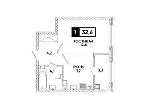 1-к квартира, вторичка, 33м2, 7/8 этаж