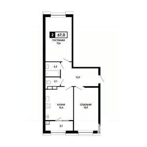 2-к квартира, вторичка, 67м2, 10/20 этаж
