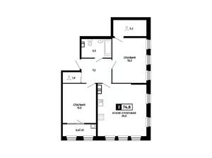 1-к квартира, вторичка, 75м2, 9/14 этаж