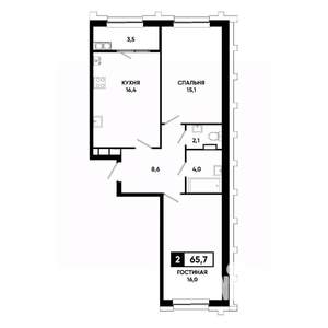 2-к квартира, вторичка, 66м2, 18/21 этаж